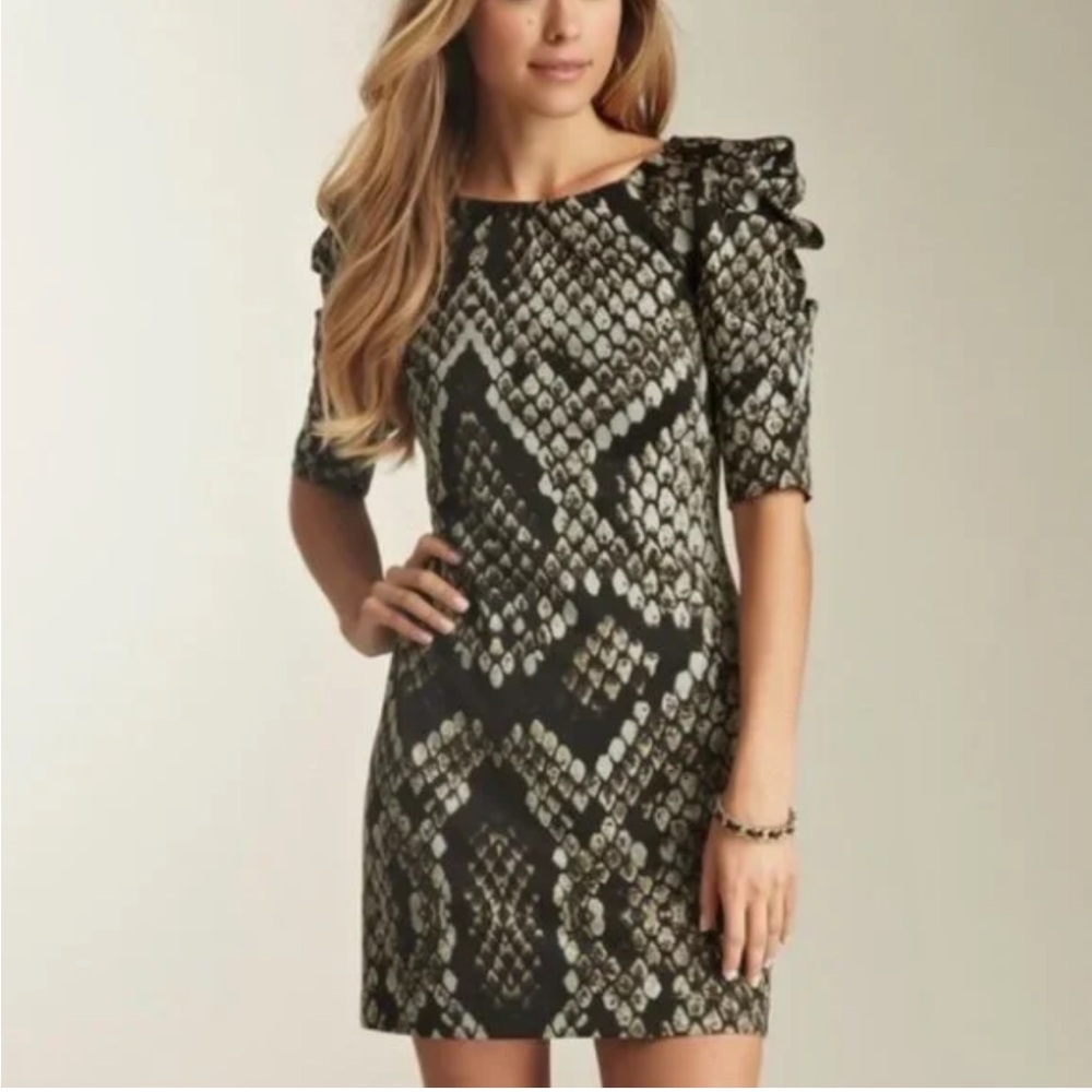 Jessica Simpson Black and Cream Patterned Midi Dress